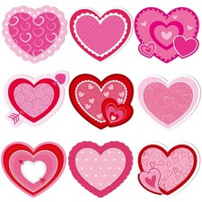 45PCS Valentine's Day Heart Paper Cutouts Classroom Bulletin Board Decor Pack 