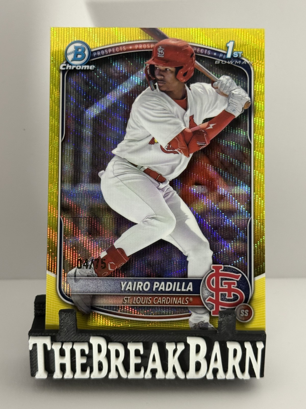 2025 Bowman Chrome Yellow Wave /75 YAIRO PADILLA 1st CARDINALS!