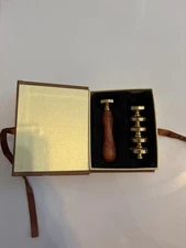 6 Pieces Sealing Wax Stamps Copper Seals+1 Piece Wooden Hilt Harry Potter Themed