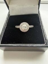 18ct White Gold Diamond Halo Ring Size Q 1/2