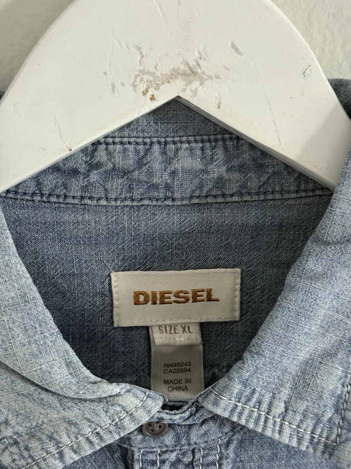 Camisa a Presión Perla Lavada Ligera Denim Diesel Western Años 2000 2010 Grande Diseñador Foto 4 de 4