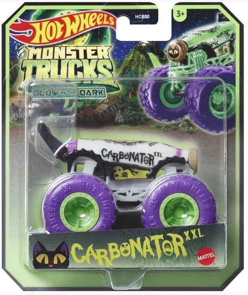 Carbonator Xxl Glow In The Dark Monster Trucks Hot Wheels Auto Die-Cast 1:64-image