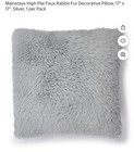 Mainstays High Pile Faux Rabbit Fur Decorative Pillow, 17" x 17", Silver — photo 1