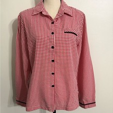 Red and White Checkered Blouse Size XLARGE No wrinkle