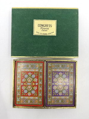 Vintage Congress Pinochle Playing Cards Double Deck Floral Design