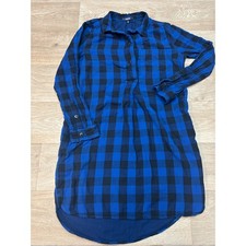 Madewell Blue Black Buffalo Plaid Long Sleeve Shirt Dress Medium