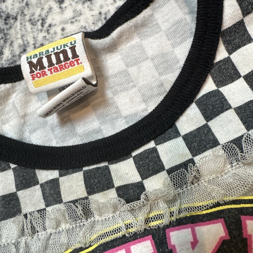 5T Girls Gwen Stefani Harajuku Mini Top No Doubt Lovers Gray Checkered Fashion - Image 4 of 4