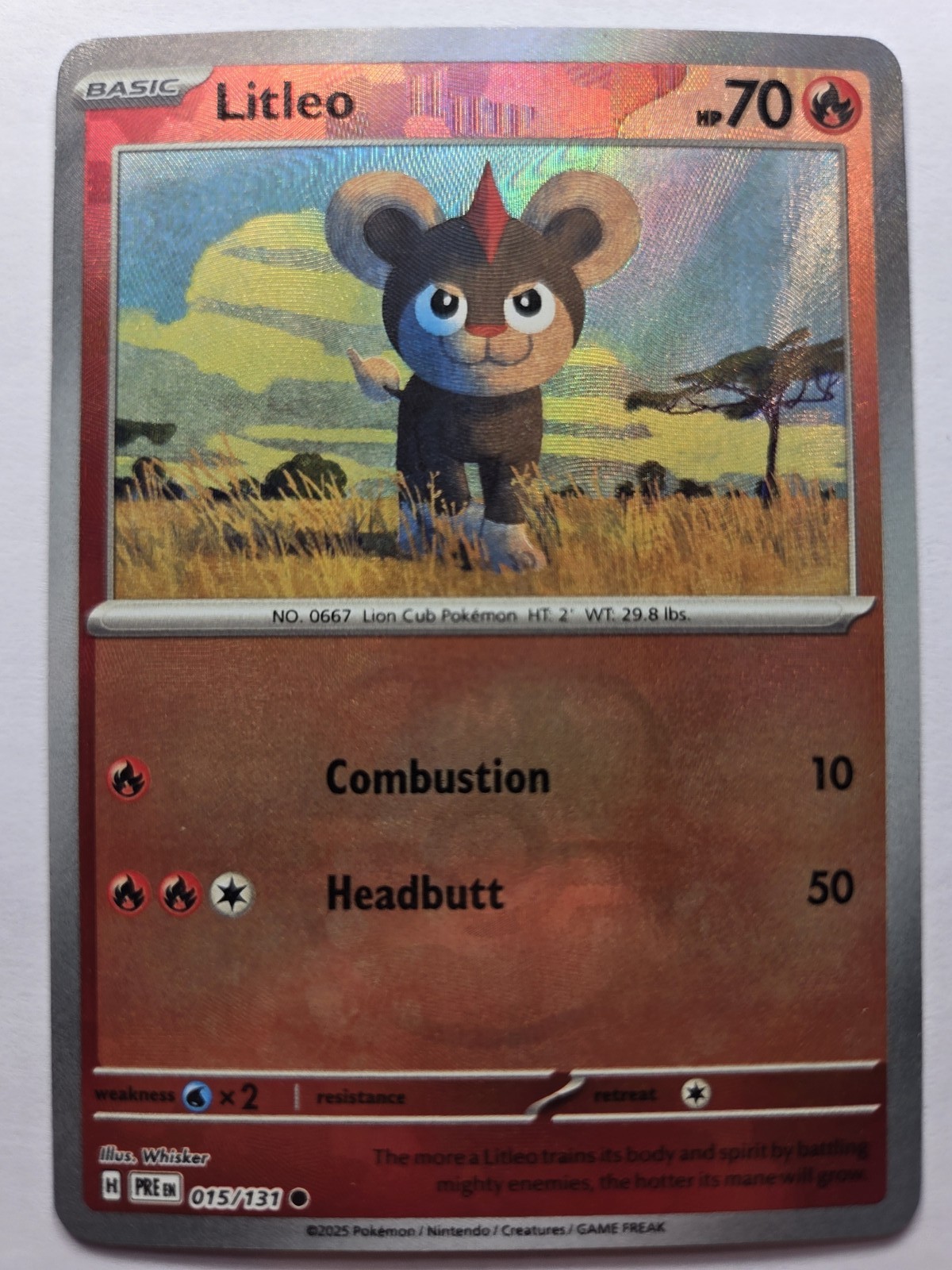 Litleo (Master Ball Pattern) 015/131 Common Holo PRE SV: Prismatic Evolutions NM