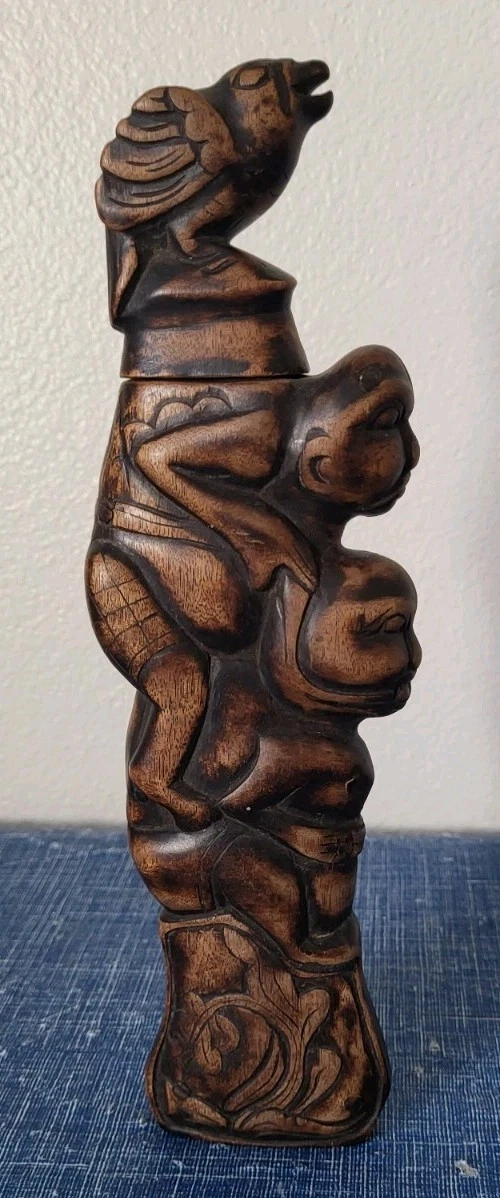 VTG MCM • Handcarved Wood Indigenous Pestle Betel Nut Mortar • Very Rare!