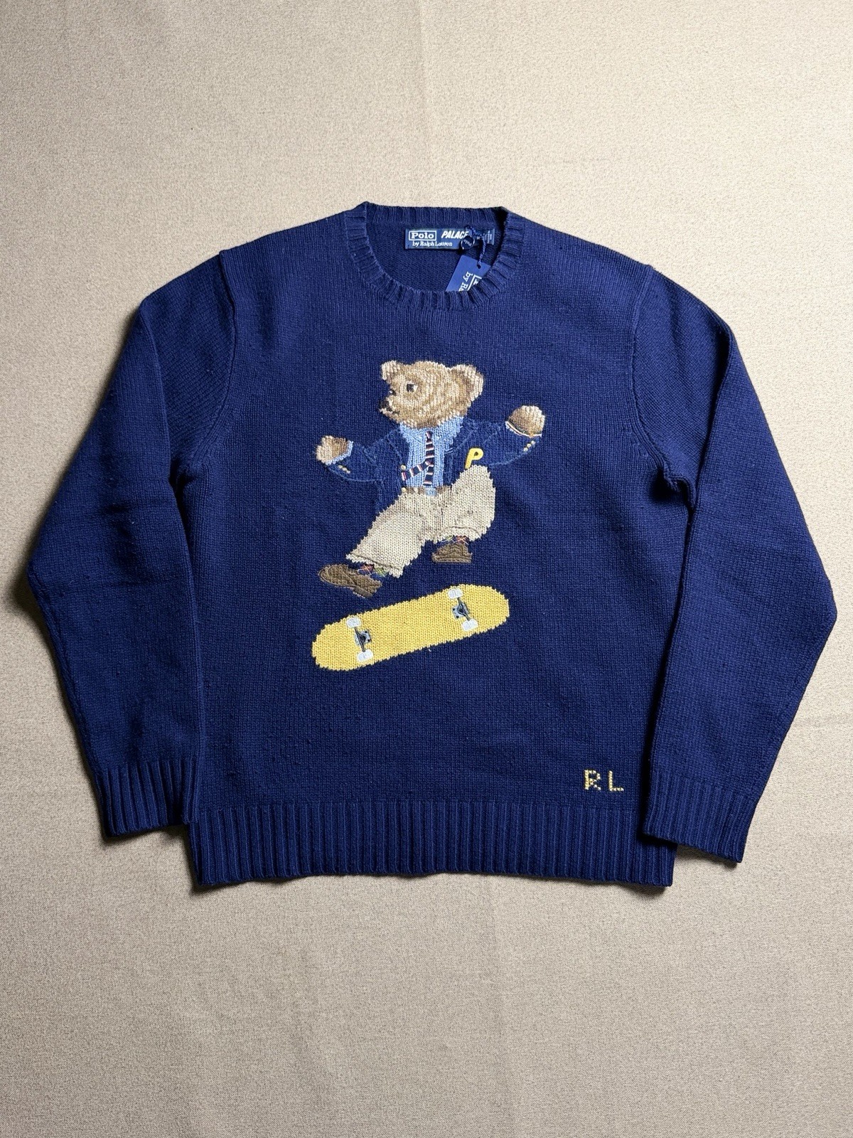 Polo Ralph Lauren Palace Skateboard Polo Bear Knit Sweater Navy Size Medium