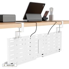 Under Desk Cable Management Tray Pegboard Organizer White