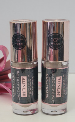 2 pk MAKEUP REVOLUTION INFINITE CONCEAL & DEFINE Concealer with Niacinamide C4.5