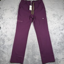 Figs Cairo Cargo Scrub Pants Mens S Pockets Stretch Burgundy TM3001 NWT