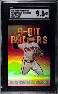 2025 Topps Celebration Gunnar Henderson 8-Bit Ballers Green 54/99 SGC 9.5