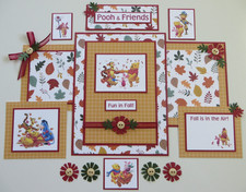 Disney Premade Scrapbook Page/Mat Set - HANDMADE Winnie the Pooh 15pcs. FALL