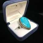 Vintage Navajo Native Southwest Sterling Silver Blue Turquoise Ring, Sz 8