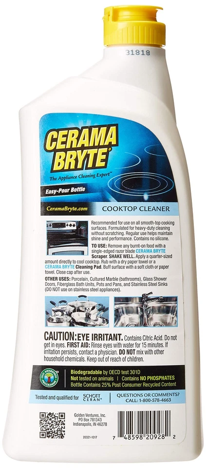 Cerama Bryte 28 Oz Ceramic Cooktop Cleaner Scraper And 5 Pads Combo Kit - Image 2 of 3