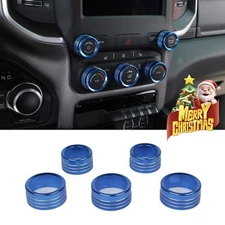 Blue Center Console AC Radio Switch Knob Cover Trim Bezel For Dodge RAM 1500 18+