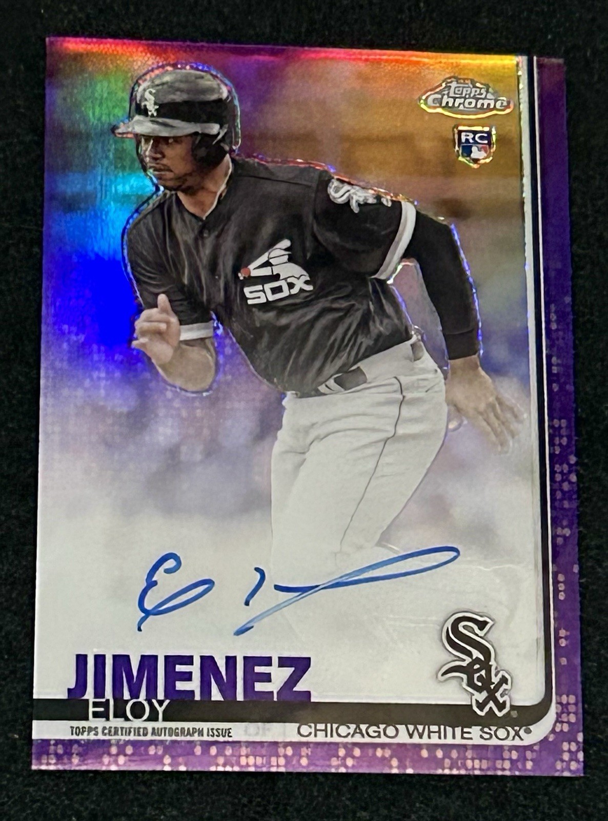 2019 Topps Chrome RA-EJ Eloy Jimenez Purple Refractor Rookie Auto /250 White Sox
