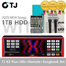 TJ Media K2 Plus Karaoke Machine 1TB Wired Mic Remote SongBook Korean Foreign 