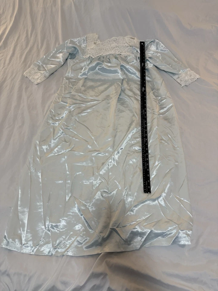 Camisón azul vintage Christian Dior para mujer segunda piel recortado encaje grande 159 Foto 3 de 4