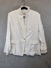 LOFT Textured Blazer Jacket Womens 10 White Formal Lightweight Single Breasted