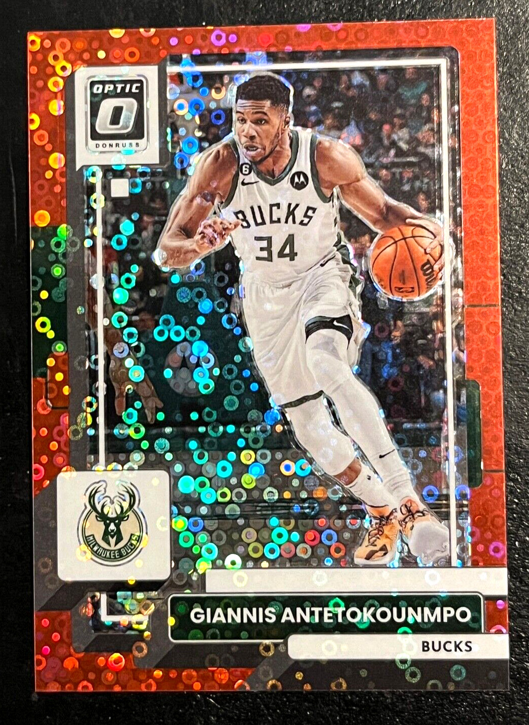2022-23 Optic Giannis Antetokounmpo Red Fastbreak Prizm SP  #'d 66/75