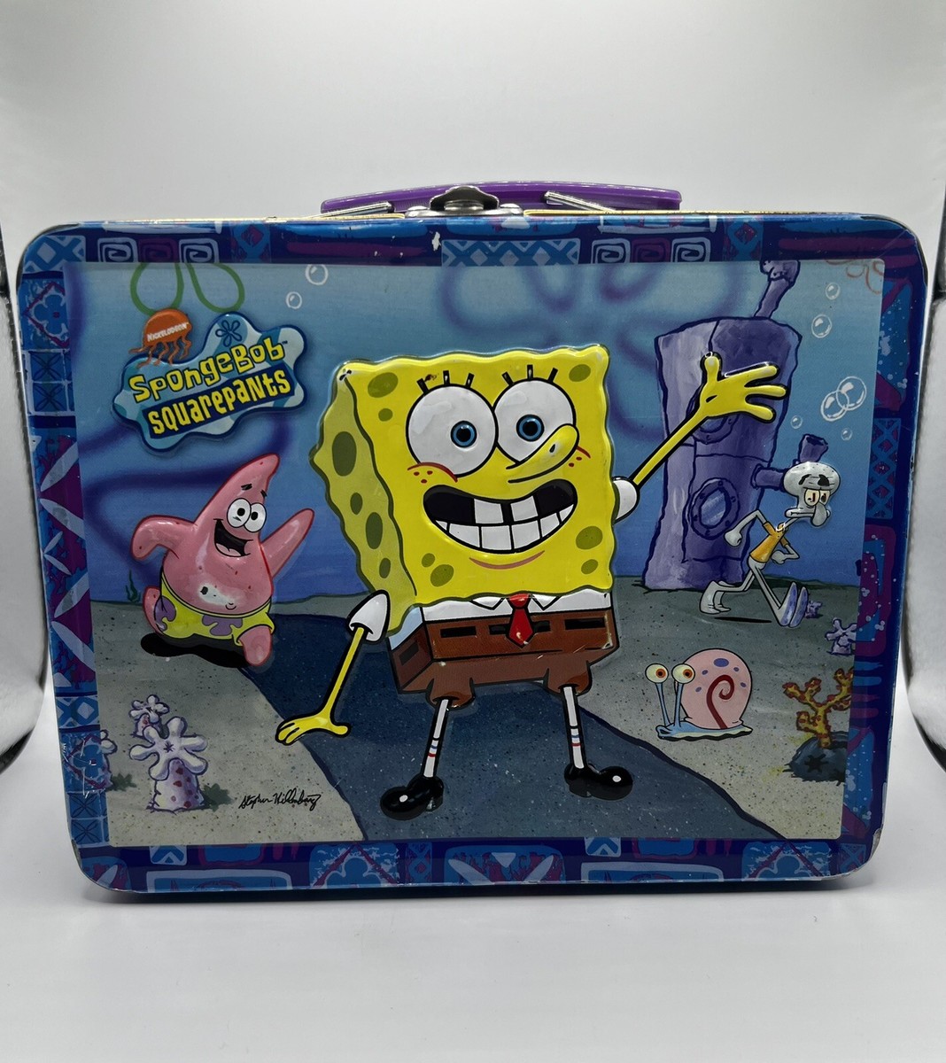 2003 Tin/Metal SpongeBob Squarepants Embossed Lunch Box