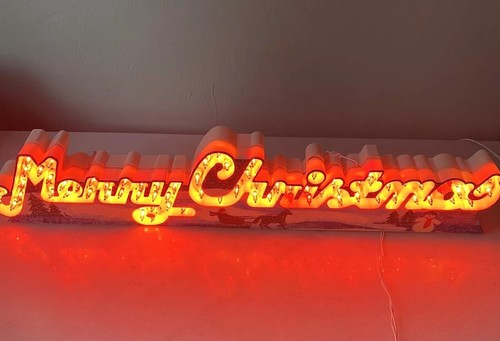 Vintage Trim A Home beleuchtetes Grußschild Fensterlicht Frohe Weihnachten