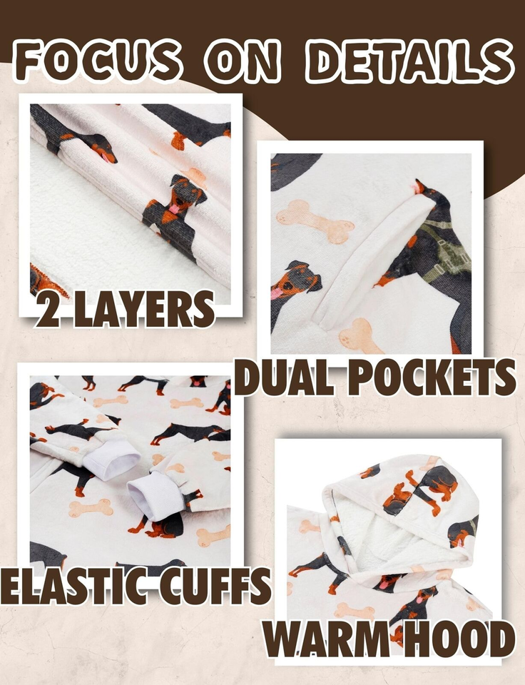 Doberman Pinscher Gifts for Women Men, Blanket Hoodie Gifts for Dog Mom