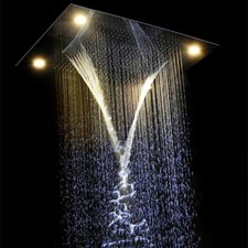 23" x 31" Rectangle ceiling 4 Function Led Shower Head stainless steel polished
