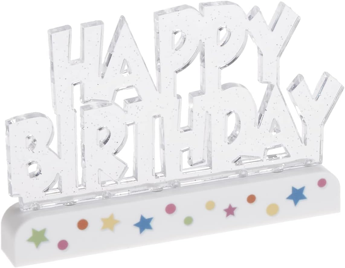 Sparkling LED Happy Birthday Cake Topper - 3.25x4.75 Inches - 1 Count