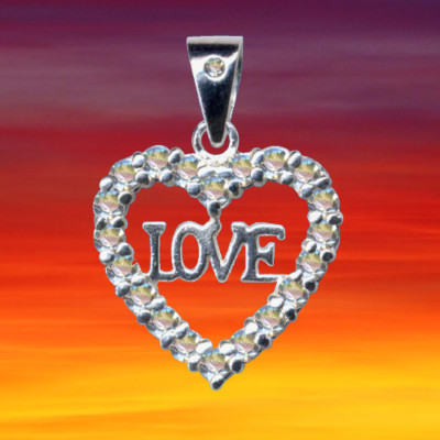 I Heart Herz I Love Anhänger I Echt 925 Sterling Silber I Kristall Zirkonia I