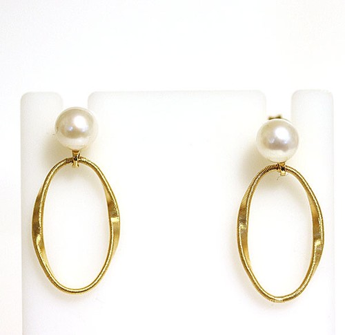 Marco Bicego NEU Marrakesch Welle 18K Gelbgold und 6 mm Perlenohrringe - Bild 3 von 11