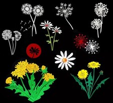 "Blumen" Pusteblume, Löwenzahn & Gänseblümchen,  Stanzschablone/ Cutting