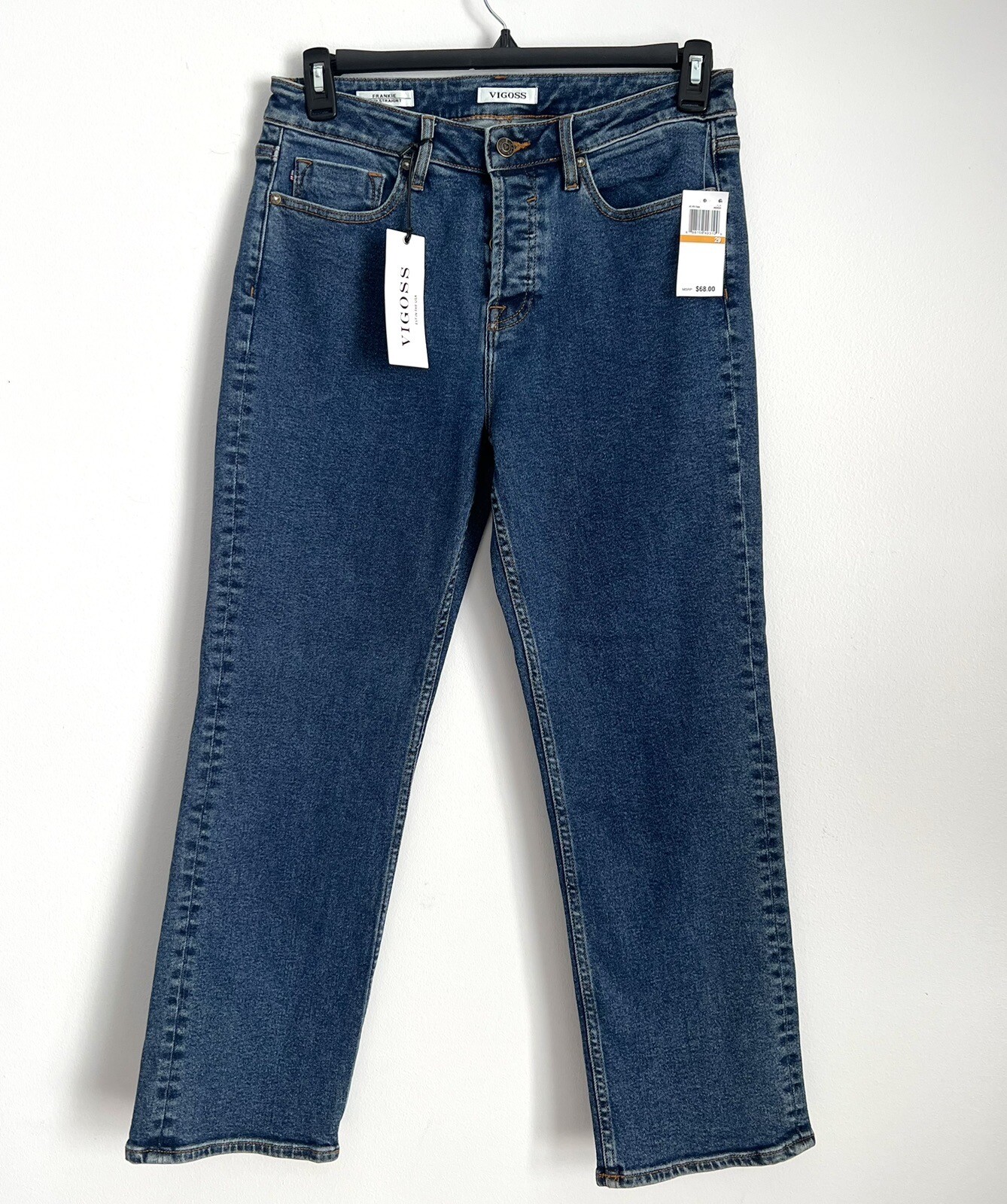 Vigoss Jeans Sz 29 High Rise Straight Leg Jeans In Indigo $68