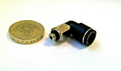 5 mm Gewinde x 6 mm Steck Micro Schwenkbogen Verschraubung, Micro Push Fit 6 mm Winkel