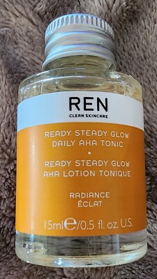 New in Box REN Ready Steady Glow Daily AHA Tonic 0.5 oz - Travel Size