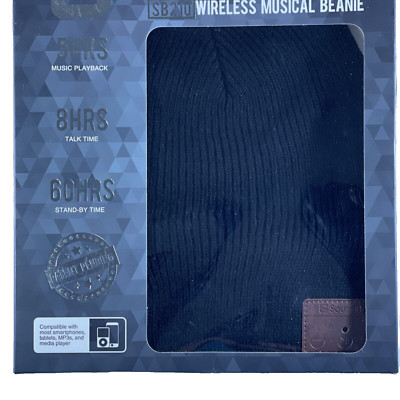 NEW SoundBot #SB210  BLACK HD Wireless Musical Beanie Bluetooth