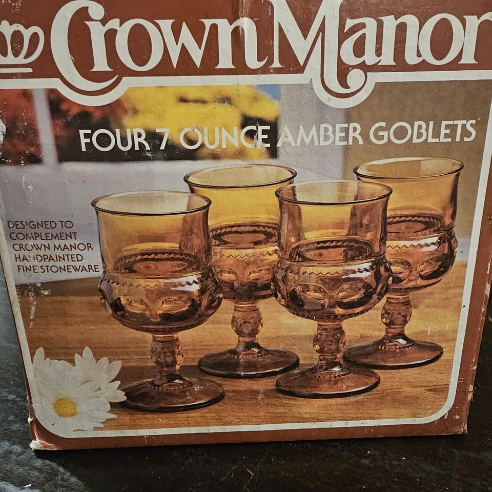 Crown Manor Juego De 4 Copas Ámbar Siete Onzas Vasos Nuevo Nuevo De Colección Foto 3 de 4