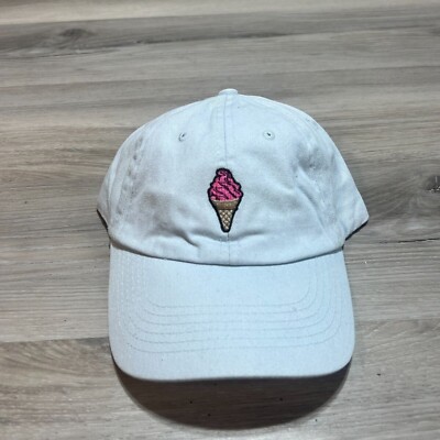 Ice Cream Strapback Hat Cap Light Blue Embroidered Streetwear Canvas Dad ECU