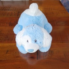 12" Aurora Baby Puppy Dog Blue White Laying Plush Stuffed Animal Toy B306