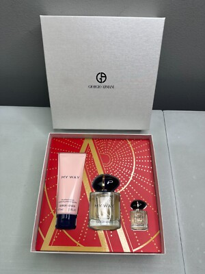 Giorgio Armani My Way Perfume and 2.5 fl Oz Body Lotion Gift Set Boxed Lot of 3