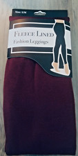 Fleece Lined Fashion Leggings Burgundy, S/M