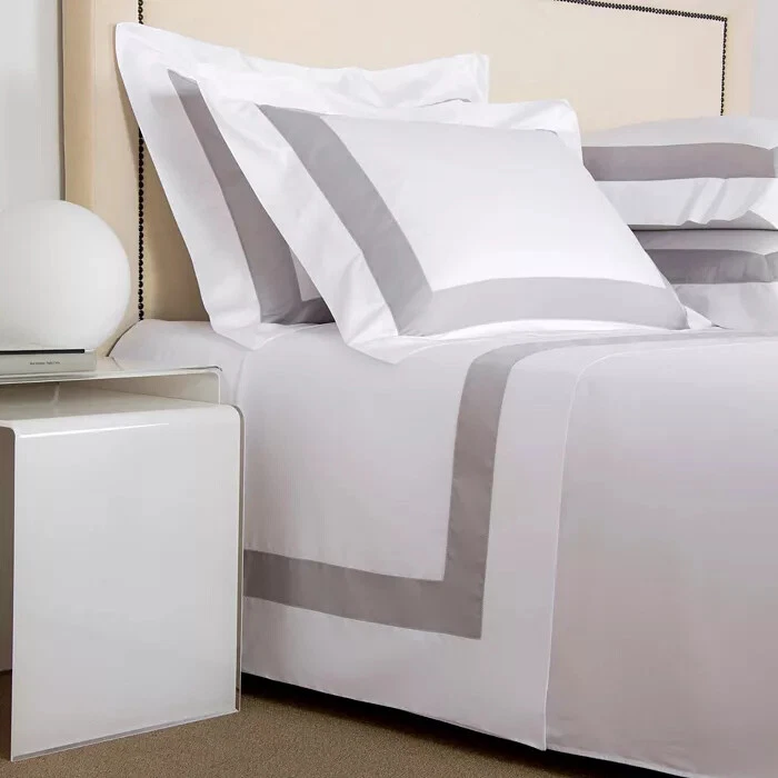 Sábana plana bicolor Frette Queen blanca gris claro algodón $595 