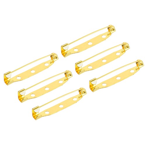 50Pcs Safety Bar Pins 35mm Brooch Clasp Pin Backs for ID Badges, Gold