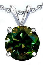 2+Ct Vvs1 Champagne Brown Green Color Round Moissanite Pendant Silver Sterling