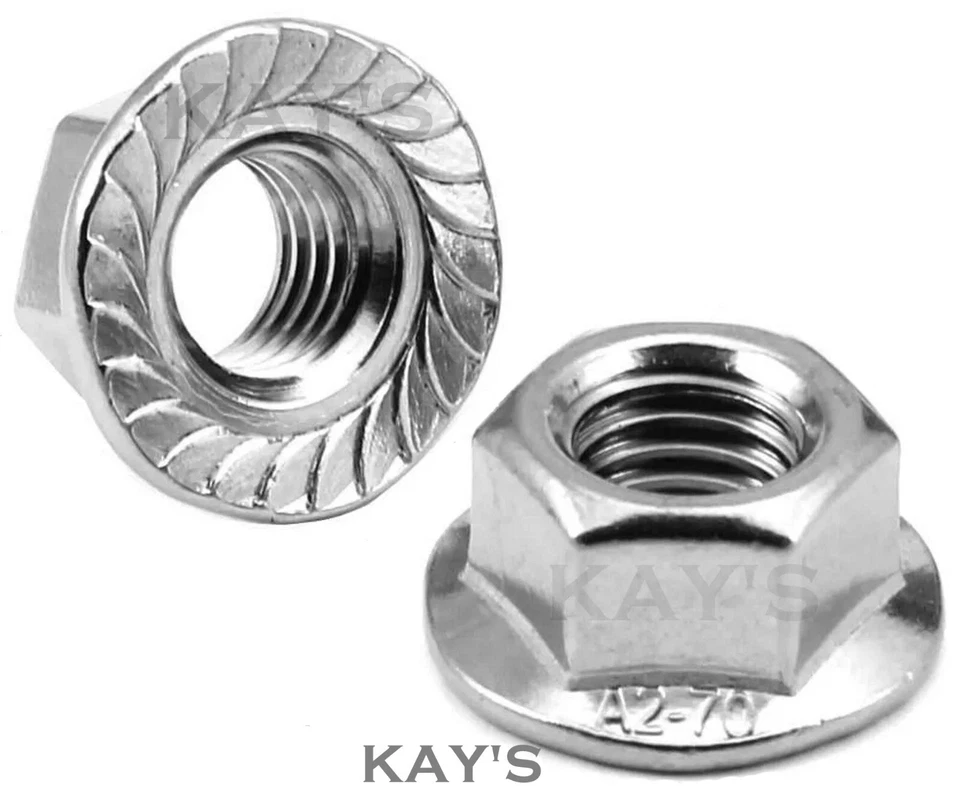 M3 M4 M5 M6 M8 M10 M12 M16 FLANGED NUTS SERRATED FLANGE STAINLESS STEEL METRIC - Image 2 of 4