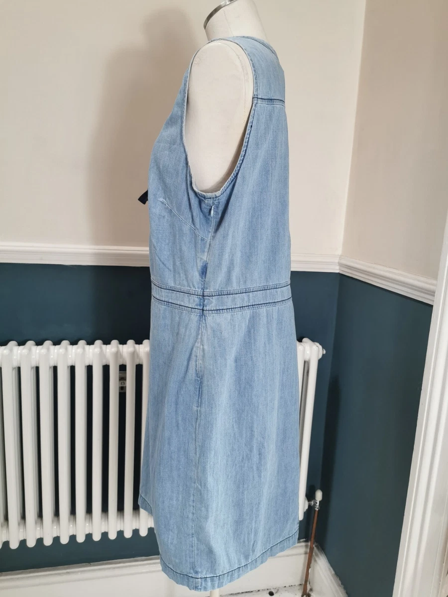 TU Blue Denim Dress Size 16 Lace Up Bust Sleeveless Knee Length