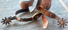 KELLY Antique or Vintage 3 Rose Gold Hearts Spurs w Original Leathers